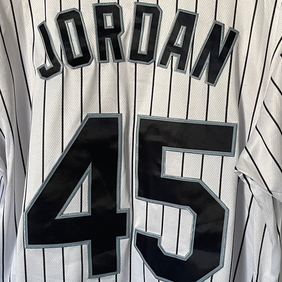 Noname Other - Michael Jordan Baron's Baseball Jersey #45 White Pinstripe Button Up Size M